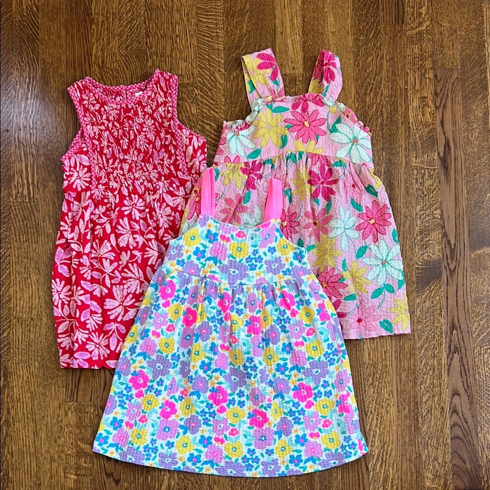 Floral Kids Dress Set - Pink, Yellow, Multicolor